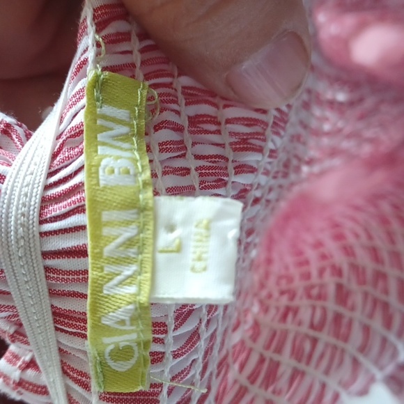 Gianni Bini Womens Off Shoulder Pinstripe Bell Sleeve Savannah Dress Size L - Picture 6 of 8